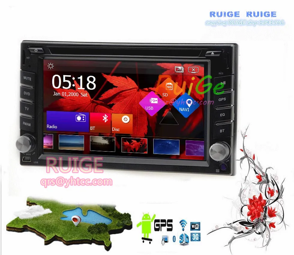 Sale 6.2" LCD Touch Screen 2Din android Car DVD Player built-in RDS FM AM Radio Car stereo player Bluetooth SD USB DVD Player 5