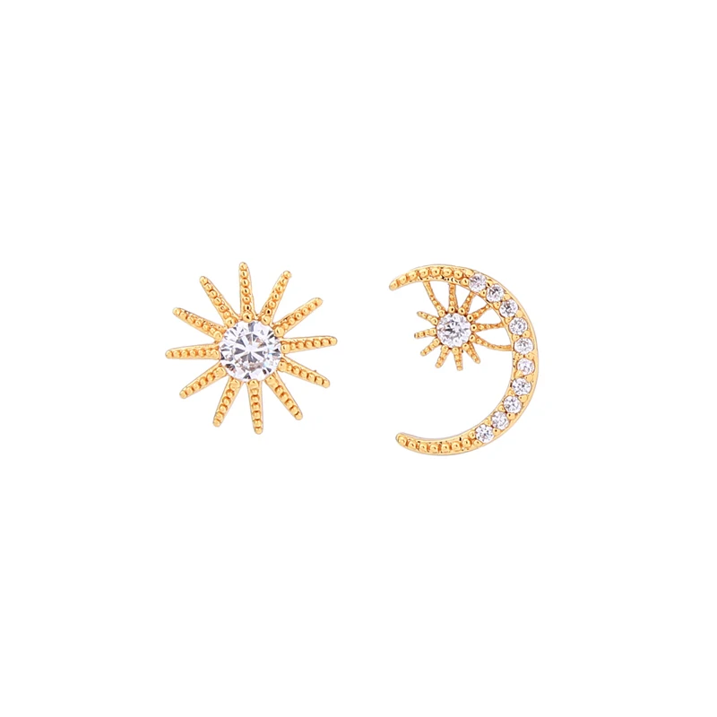 KISS ME New Gold Color Copper Material AAA Zircon Earrings for Women High Quality Star Moon Stud Earrings Fashion Jewelry - Image 4