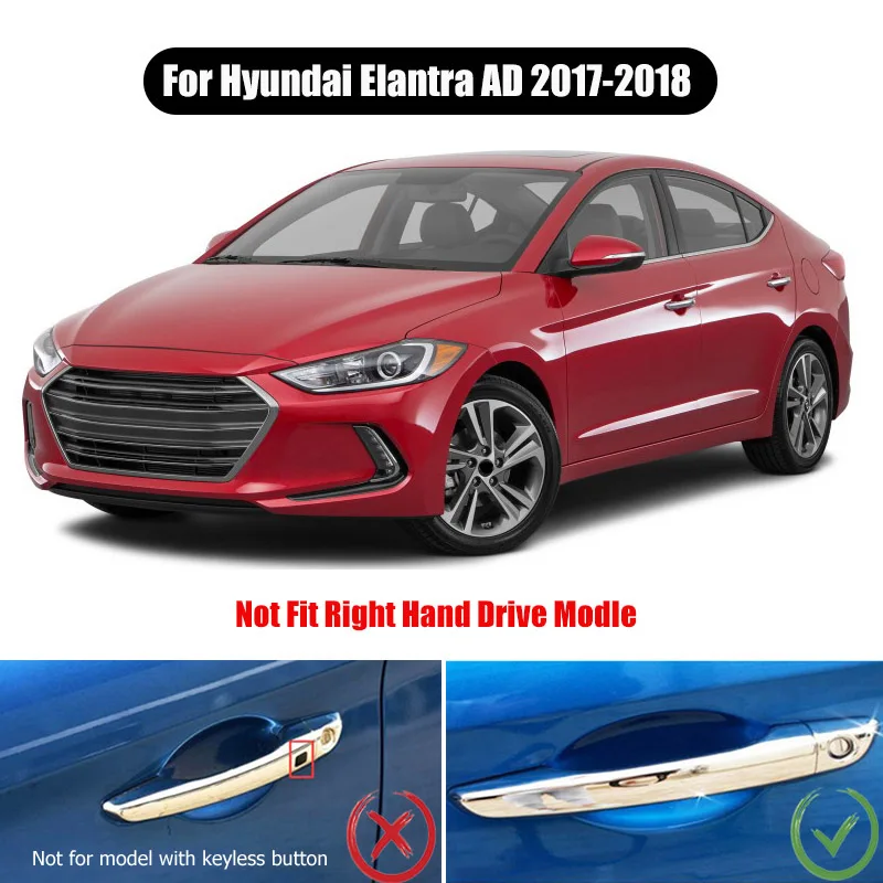 Хромированная боковая дверная ручка Крышка для Hyundai Elantra Avante 2017 2019 накладка на
