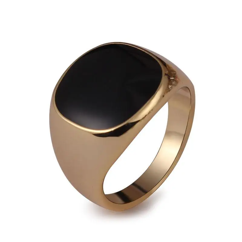 LONELY Brand New Quality Polished Gold Color Classic Rings Black Enamel Painting Jewelry Fashion