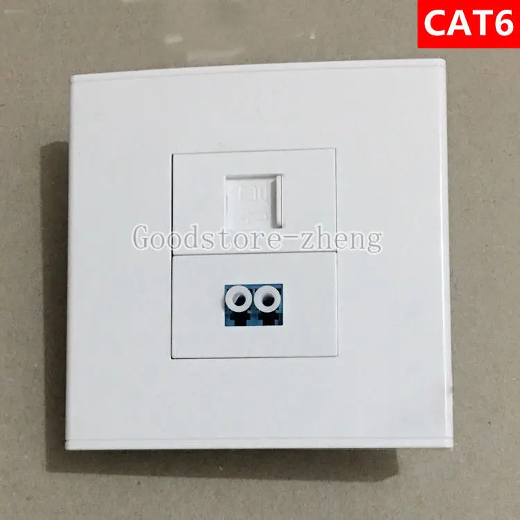 ethernet cable tracer Wall Face Plate Fiber Optical LC Connector Coupler +RJ45 CAT6 Socket Faceplate ethernet tracer