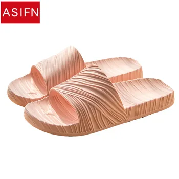 

ASIFN Women's Slippers Flip Flops Men Zapatos de mujer Bathroom Women Shoes Texture Couple Indoor Soft Sole Summer Home Slippers