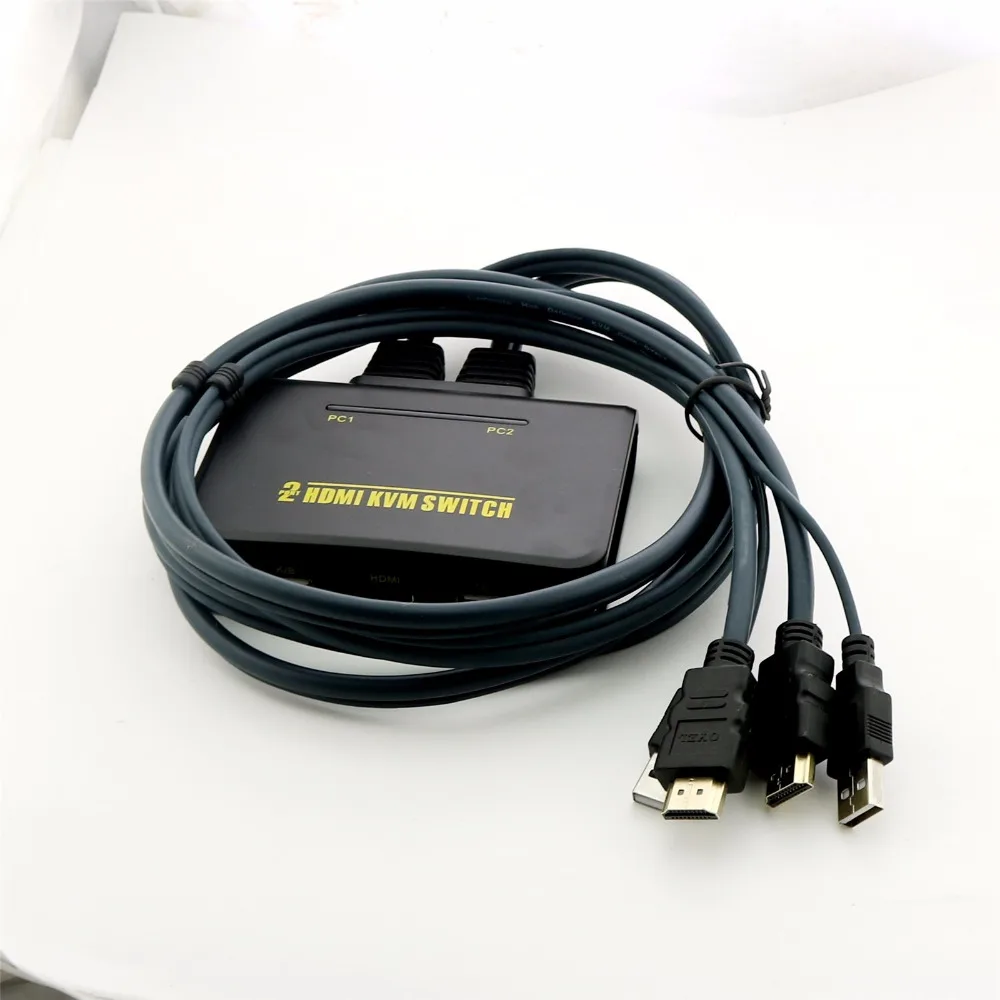  1pcs 120cm 2 Port Dual-Port USB 2.0 HDMI KVM Switch Switcher With Cable For Dual Monitor Keyboard M