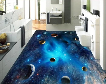 

beibehang Custom fashion aesthetic fantasy decorative wallpaper cosmic star planet 3D floor painting 3d wallpaper papier peint