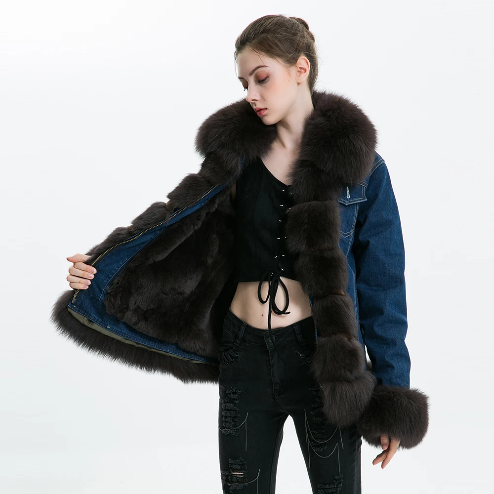 Real Fur Parka 2018 Winter Jacket Women Real Fur Coat Genuine Rabbit Fur Parkas Fashionable Natural Raccoon Fur Collar Parka