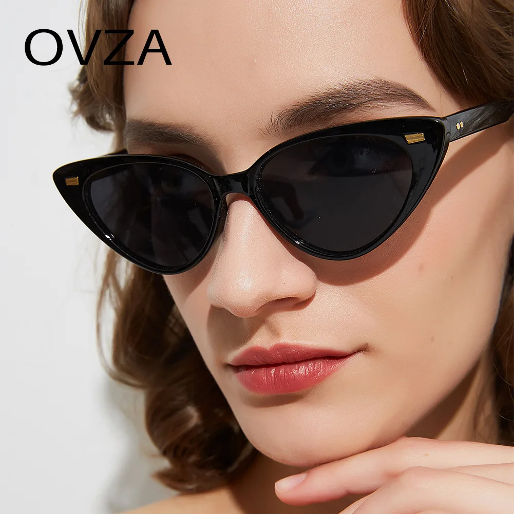 OVZA Ретро Винтажные Солнцезащитные очки женские кошачий глаз солнцезащитные очки бренд разработан новые женские очки красный черный Высокое качество S8057