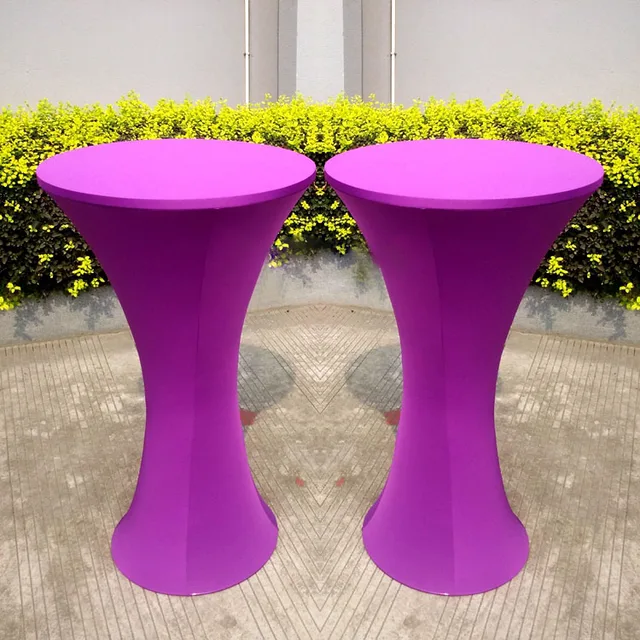 Aliexpress Free Shipping 10pcs Purple Round Based Lycra Free Shipping 10pcs Purple Round Based Lycra Spandex Tail Table Cloths Elastic Stretch Bar Covers