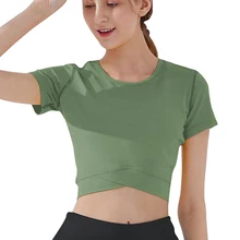 Женские футболки с коротким рукавом из дышащей сетки, компрессионные, для фитнеса, тренажерный зал с йогой, для активного отдыха