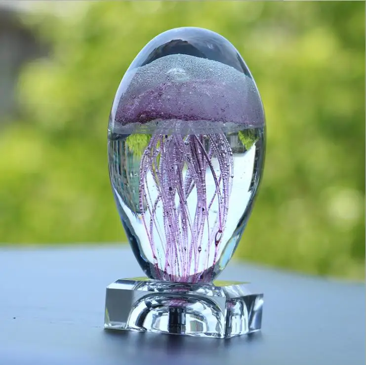 

Colored Handmade Glow Glass Jellyfish Paperweight Aquarium Crystal Figurines Home Decoration Chrismas/Birthday Gifts