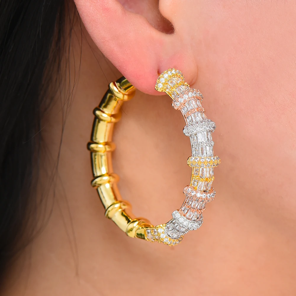 

missvikki Trendy Unique Design Dubai Indian Style Hoop Earrings for Noble Women Bride Wedding Anniversary Prom Party Show Gift