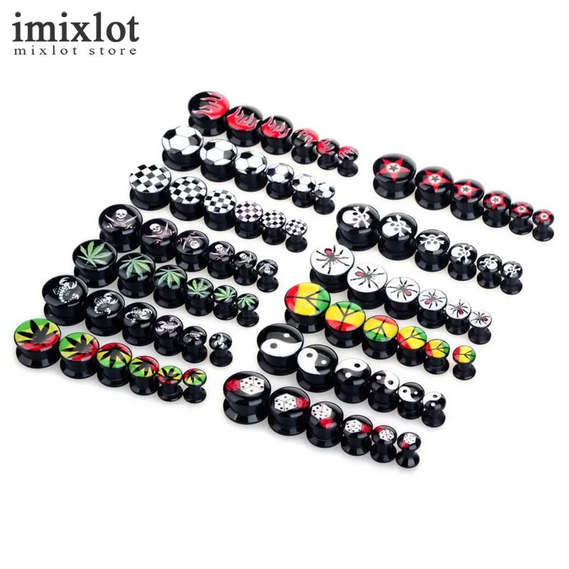 12PCS/Lot Acrylic Ear Plugs Gauges Earrings Women Men Ear Plug Flesh