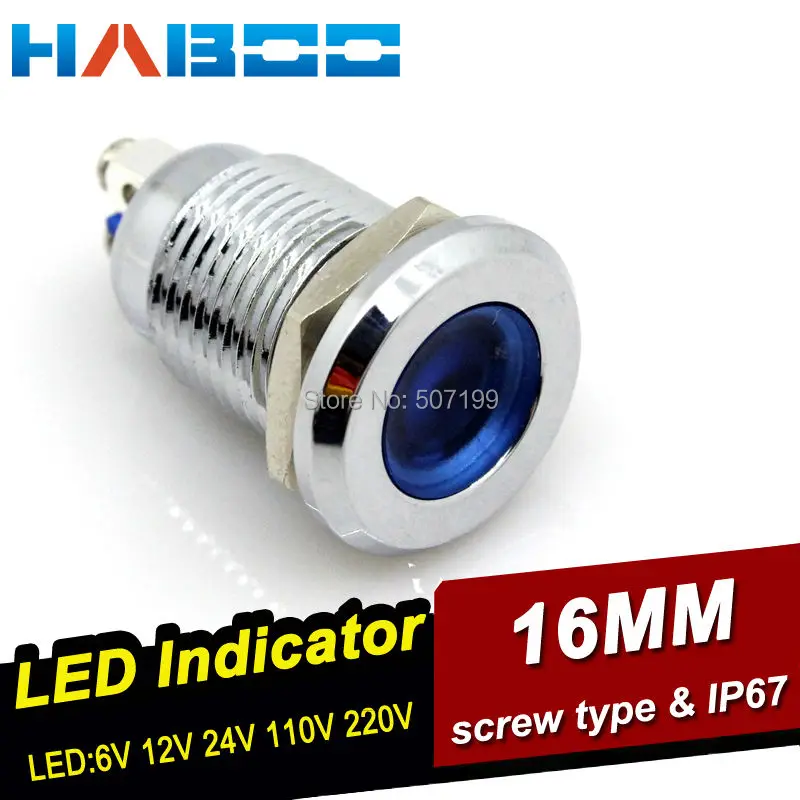 

10PCS PACKING dia.16mm LED indicator lights screw type waterproof 6V 12V 24V 110V 220V