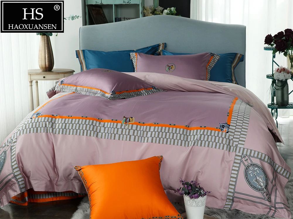 

Luxury 100S Baroque Design Printed 4 Piece Bedding Sets Egyptian Cotton Duvet Cover Set Queen King Size Double Euro Bed Sets