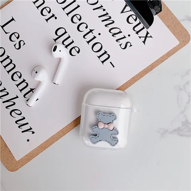 Беспроводные bluetooth наушники чехол для Apple AirPods 1/2 силиконовая сумка Мягкий чехол с рисунком подсолнуха Фламинго медведя