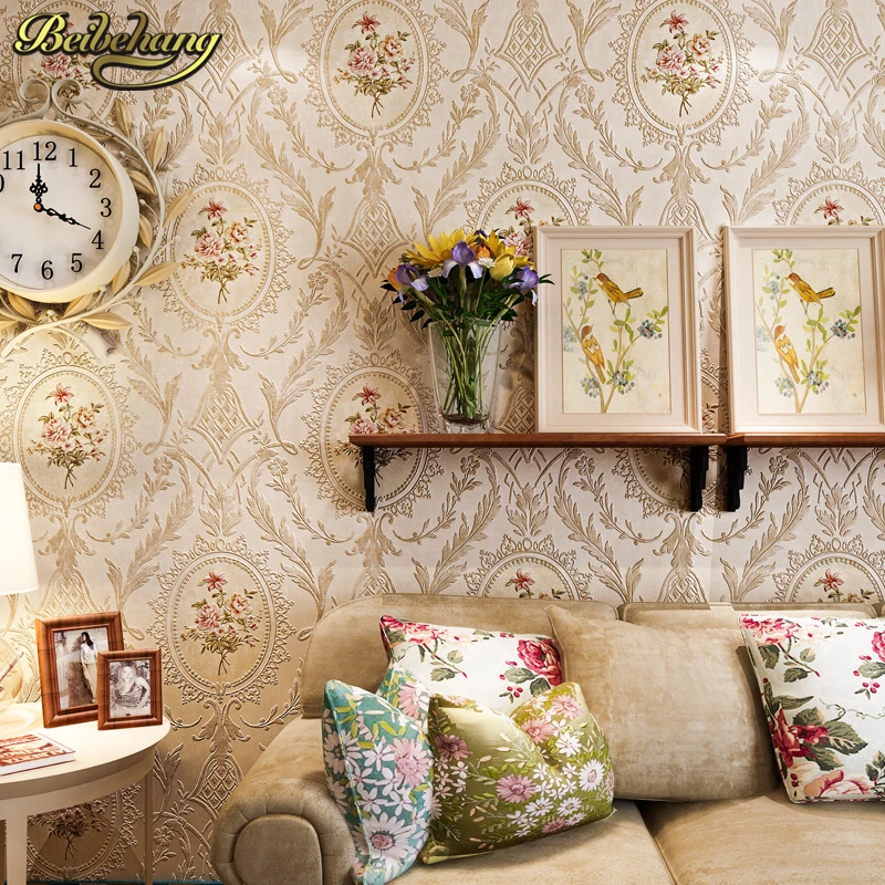 

beibehang countryside relief 3D Wallpaper Floral Wall Paper roll Living Room Bedroom Wallpaper For Walls 3d papel de parede roll