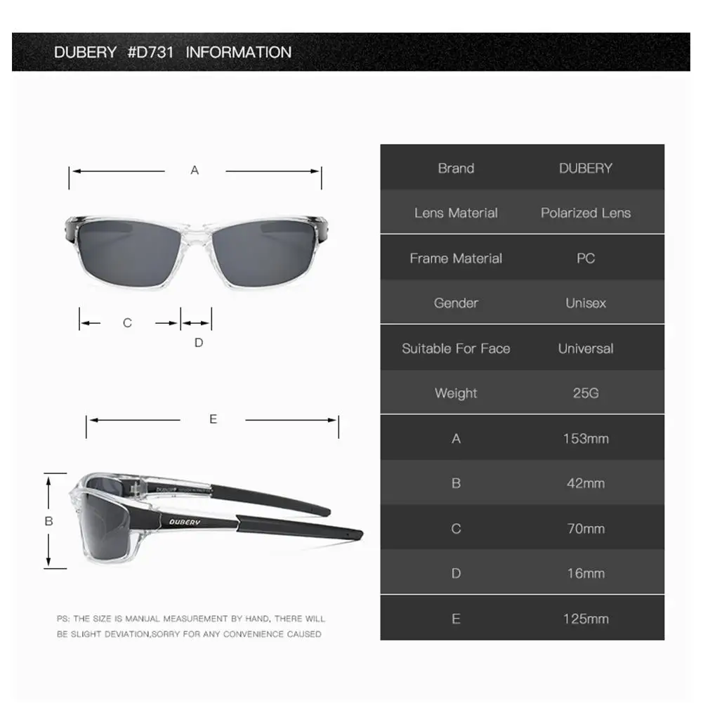 DUBERY унисекс Мода поляризованные UV400 Спорт на открытом воздухе вождения солнцезащитные очки