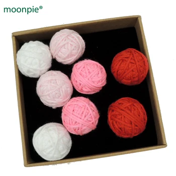 

40pcs red pink fuschia fade color crochet voodoo ball bead cotton yard pattern diy chunky handmade christmas decoration EA171