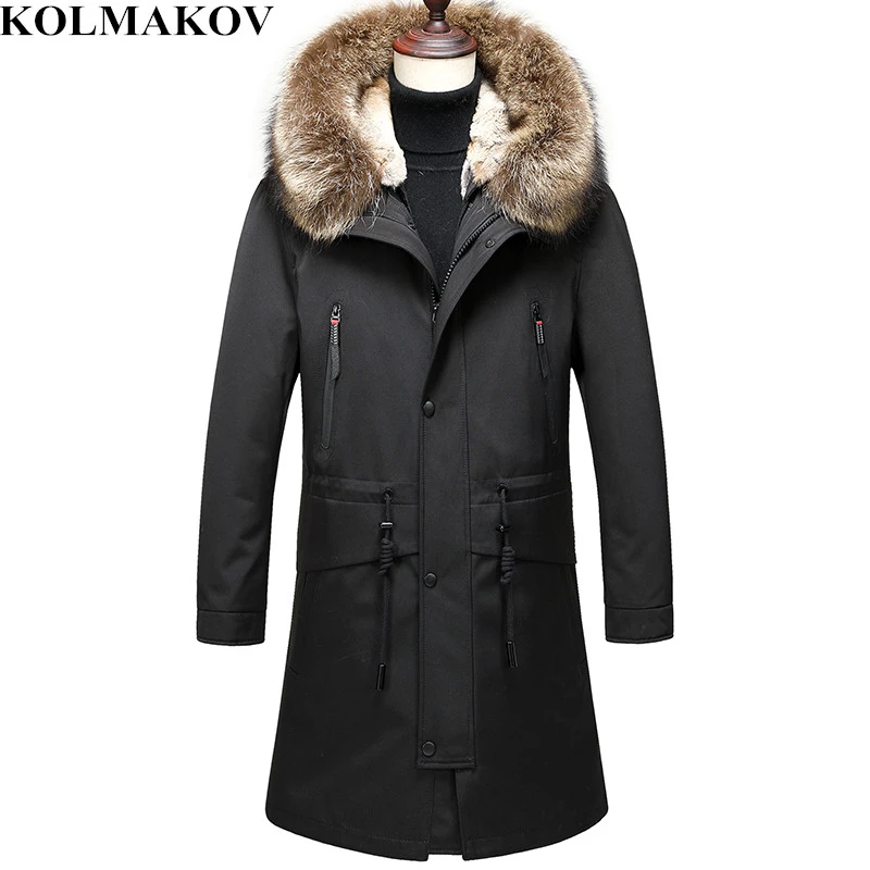 KOLMAKOV Winter Down Coats Mens Thicken Parka Jackets Dress Men Detachable Fluff Liner Overcoat Parkas M-3XL Warm Outwear Male puffer jacket with fur hood