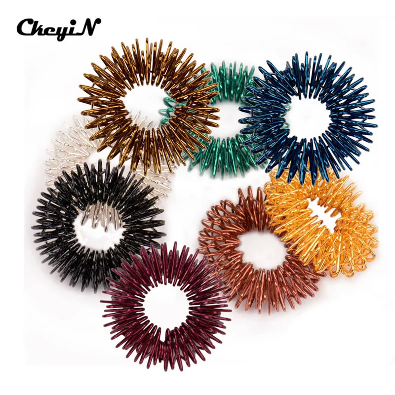 5pcs/Set Stainless Steel Finger Massage Ring Acupuncture Ring Therapy Relax Hand Blood Circulation Pain Relief Health Care
