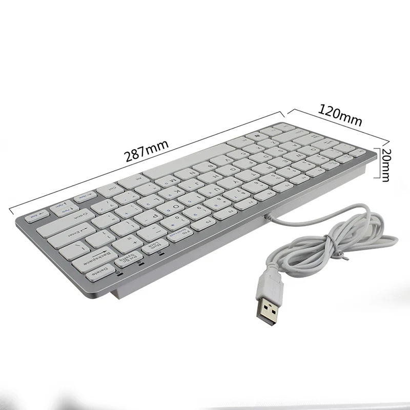 Ультра тонкая Проводная клавиатура с 78 клавишами, мини USB тонкая клавиатура для ПК, портативная английская клавиатура для ПК, Apple Mac, ноутбук, настольный компьютер
