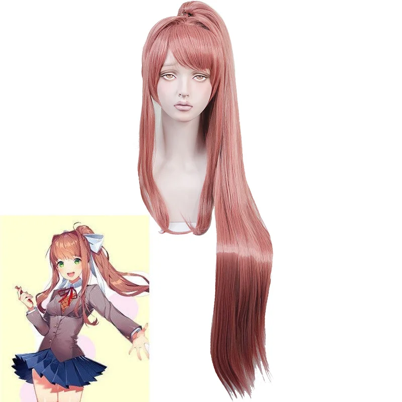 Sayori Yuri Natsuki Monika парик Хэллоуин Monika Косплей длинный парик