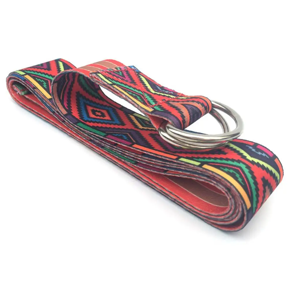 Modello di colore Elastico Della Fascia di Yoga Cotone Resistente Esercizio Cinghia Regolabile D-Ring Fibbia Dà La Flessibilità Per Lo Yoga