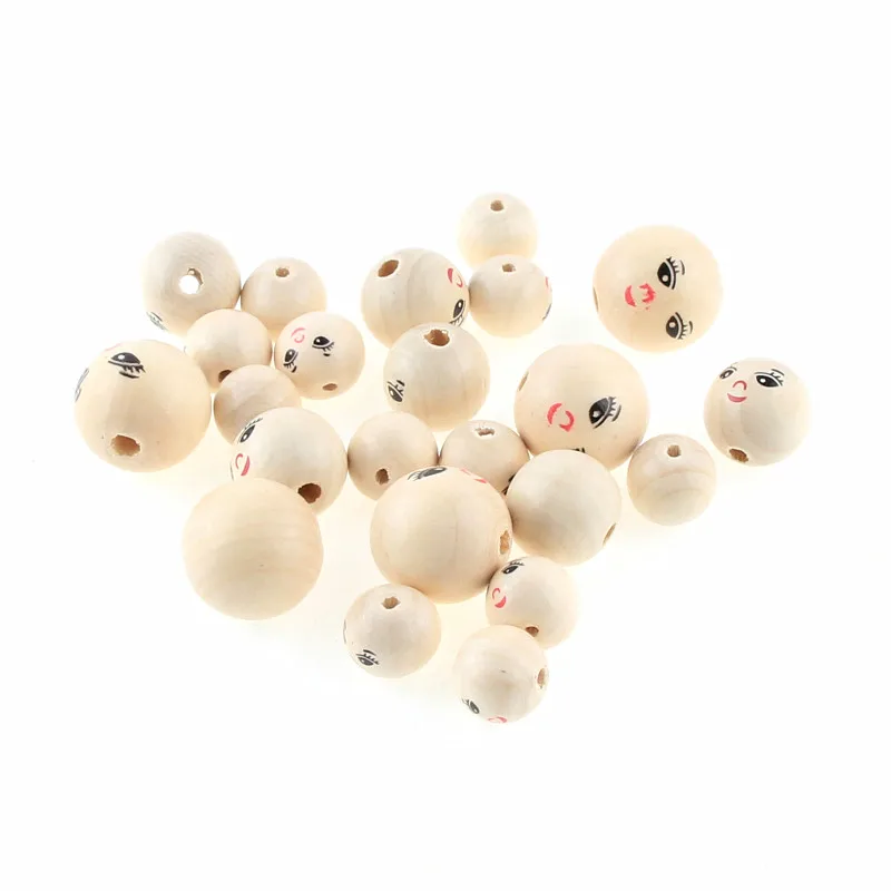 Бусины деревянные с улыбающимся лицом 14/18/22 мм 20 шт.|beads spacers beads|spacer beadswooden beads |