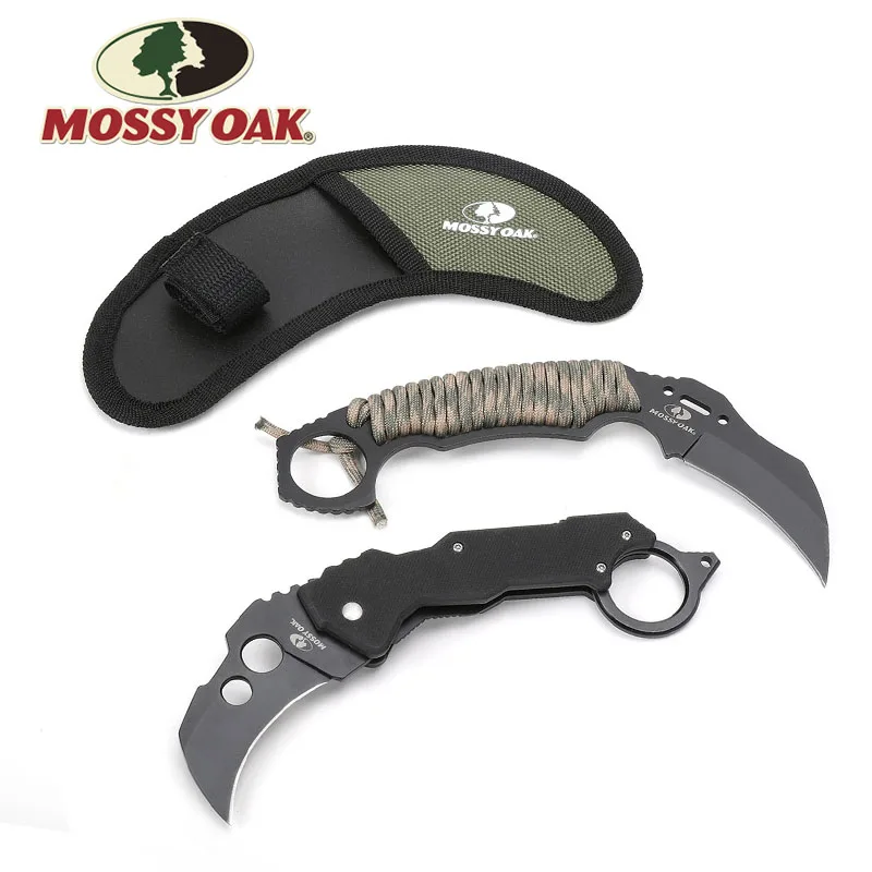 Online Roble musgoso 2 piezas táctico Karambit cuchillo de emergencia engranaje de bolsillo plegable cuchillo de hoja fija Juego de Herramientas de Camping al aire libre
