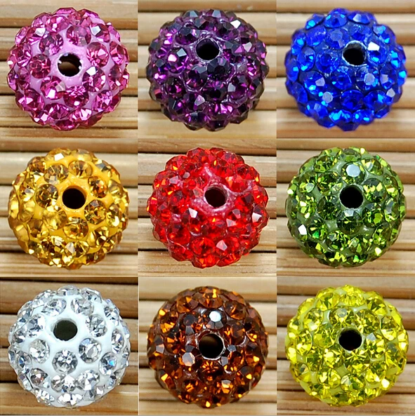 

10pcs Fashion Colorful Clay Disco Ball Crystal Rhinestones New Spacer Beads Czech Pave Round Polymer Clay Mud Ball String Beads