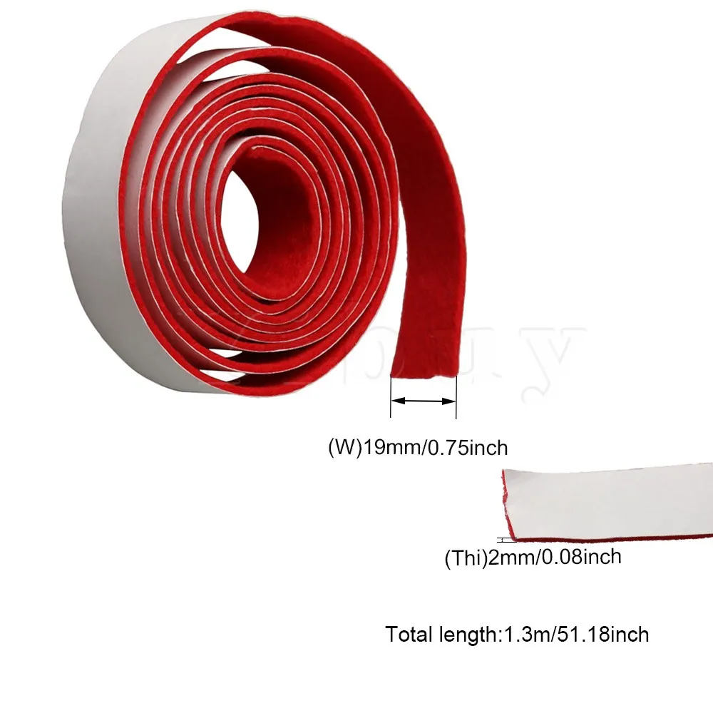 Yibuy 51.18x0.75inch Red and White Replacement Piano Spring Rail Felt for Piano Keyboard Maintenance Musical Instrument Parts