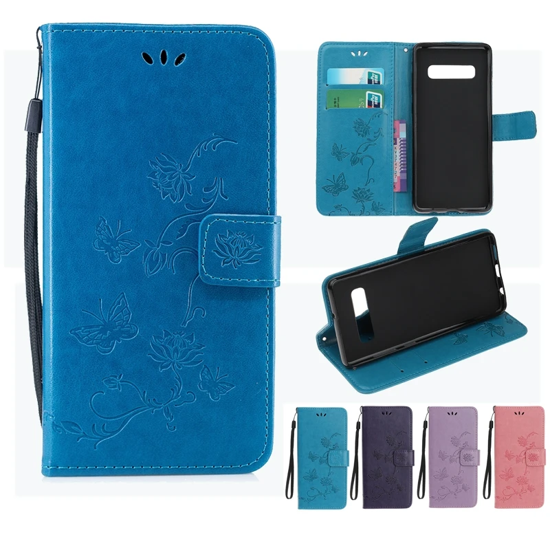 

S10+ S10 Plus Case for Samsung S10E S10 Plus Back Cover Lotus Butterfly PU Leather Case for Coque Samsung Galaxy S10 S10E Case