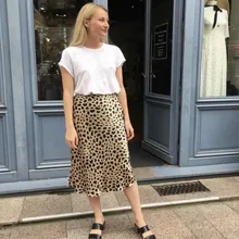 Осенние женские Модные леопардовые юбки с принтом уличная приталенная юбка с высокой талией женские европейские Длинные юбки с эластичной талией
