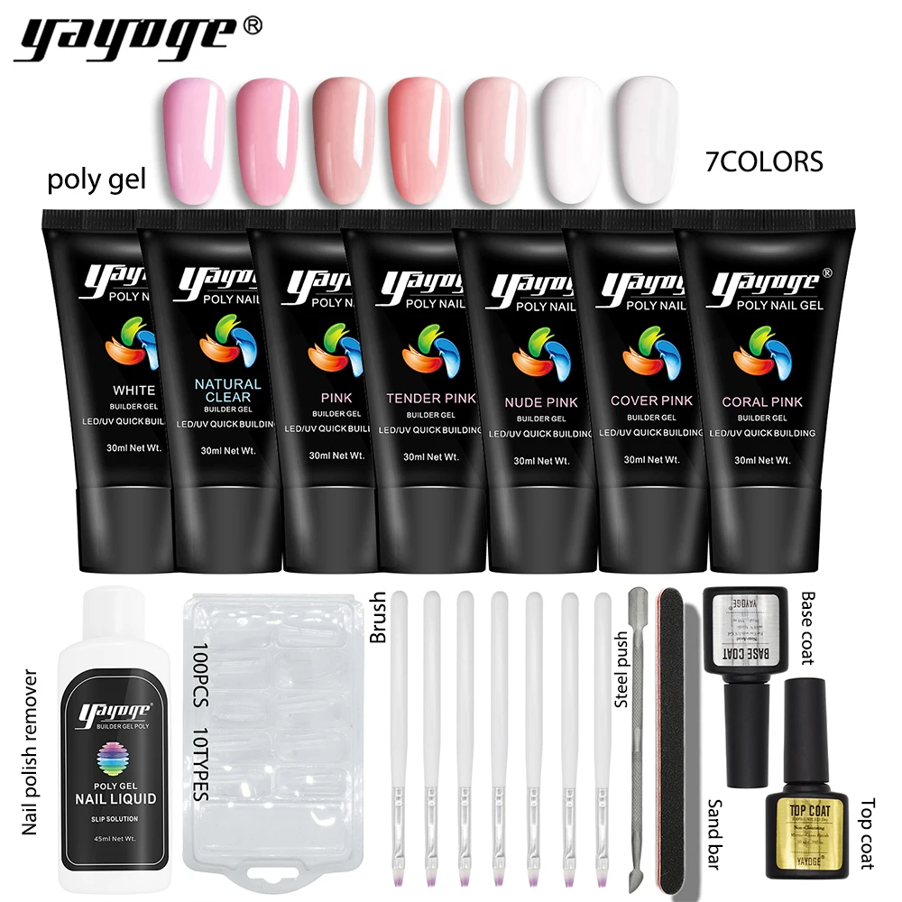 

Yayoge Builder Poly Gel Varnish Set Nail Polish Kit Quick Building Hard Jelly UV Gel Design For Nails Extensions Polygel Kit