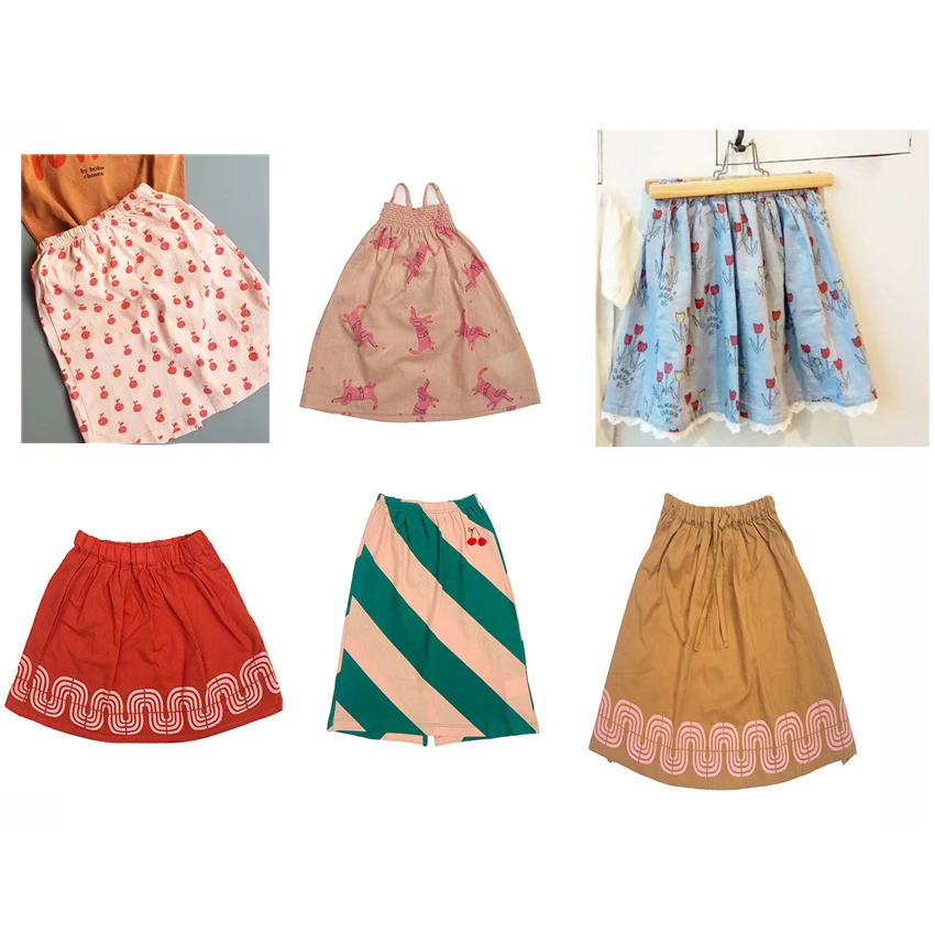

Pre Sale Bobo C** Baby Girl Clothes Girl Skirts Cotton Sling Animal Print Cherry Letter Skirt for Kids Children Toddler