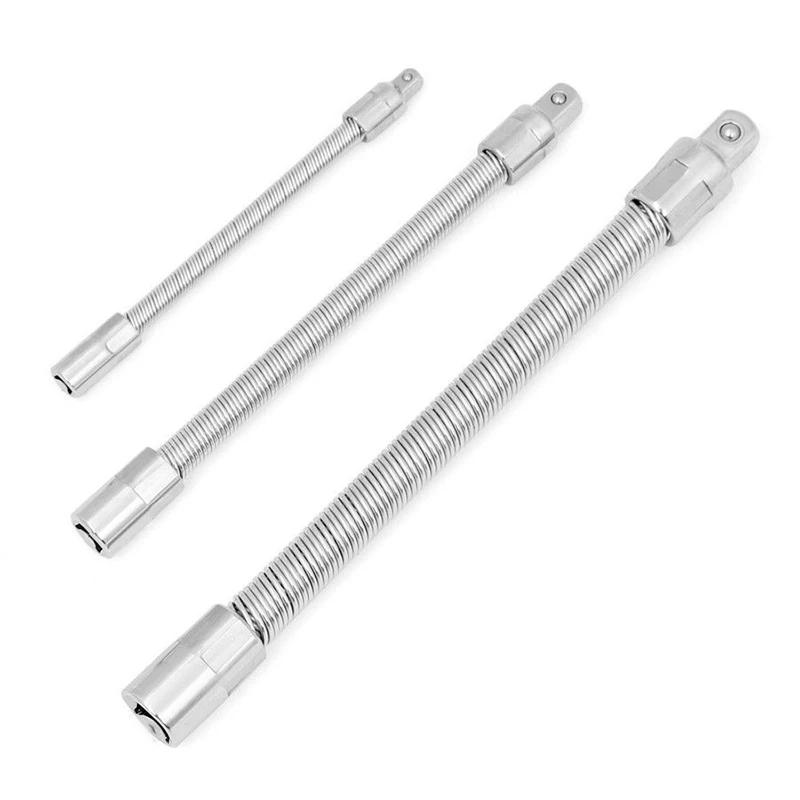

New 3Pcs 1/4'' 3/8'' 1/2'' Flexible Extension Spring Shaft Connecting Rod Bar Set Aluminium Alloy Connecting Rod