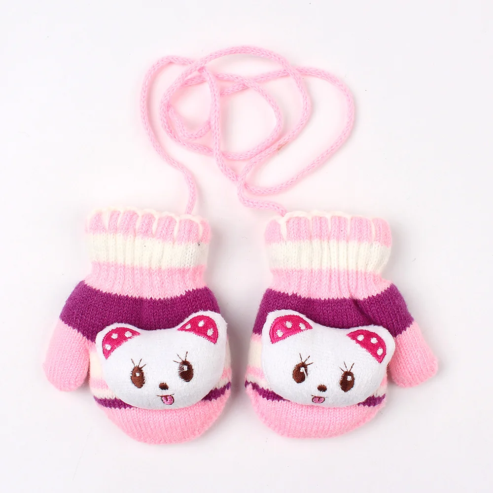 Buy Cute Cartoon Baby Girl Glove Winter Bear Stripe