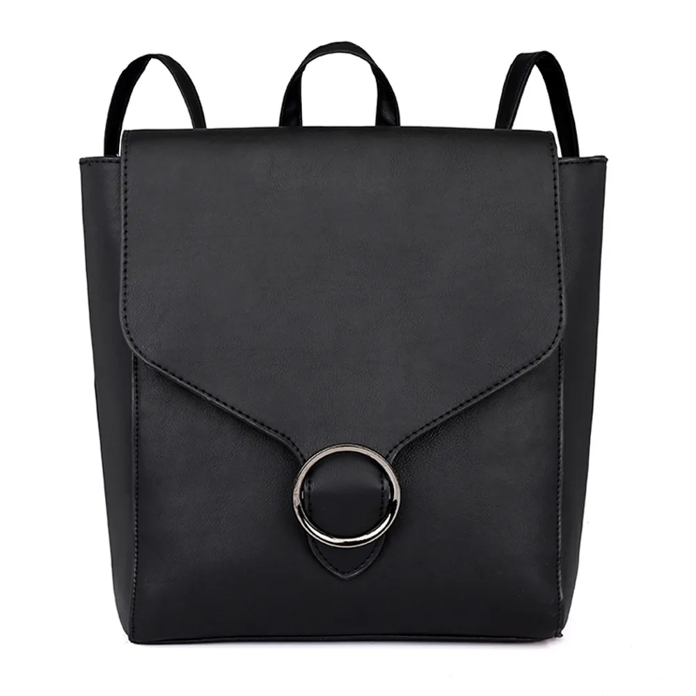 

Backpack girls Vintage Women Student Pure Color Leather travel Shoulder Bag School Bag leisure Tote Backpack