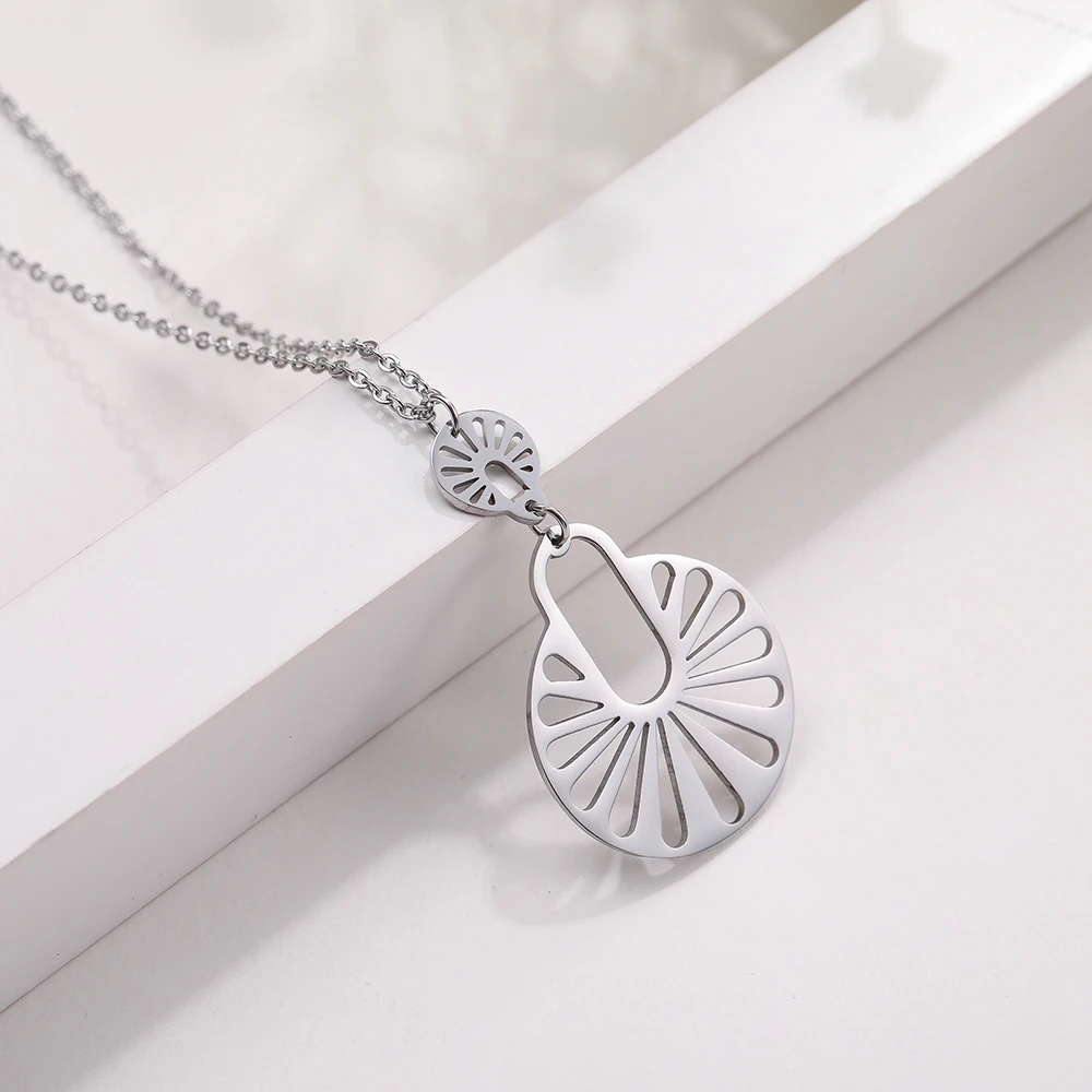 Skyrim Fashion Silver Color Hollow Statement Necklace Stainless Steel Choker Pendant Necklaces