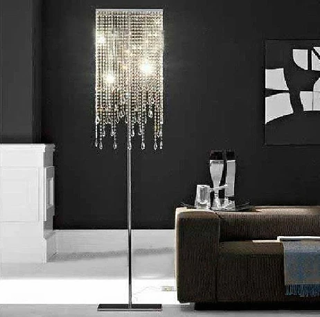 

High quality oblong rectangular glass square crystal floor lamp LED bulb optional square crystal floor light