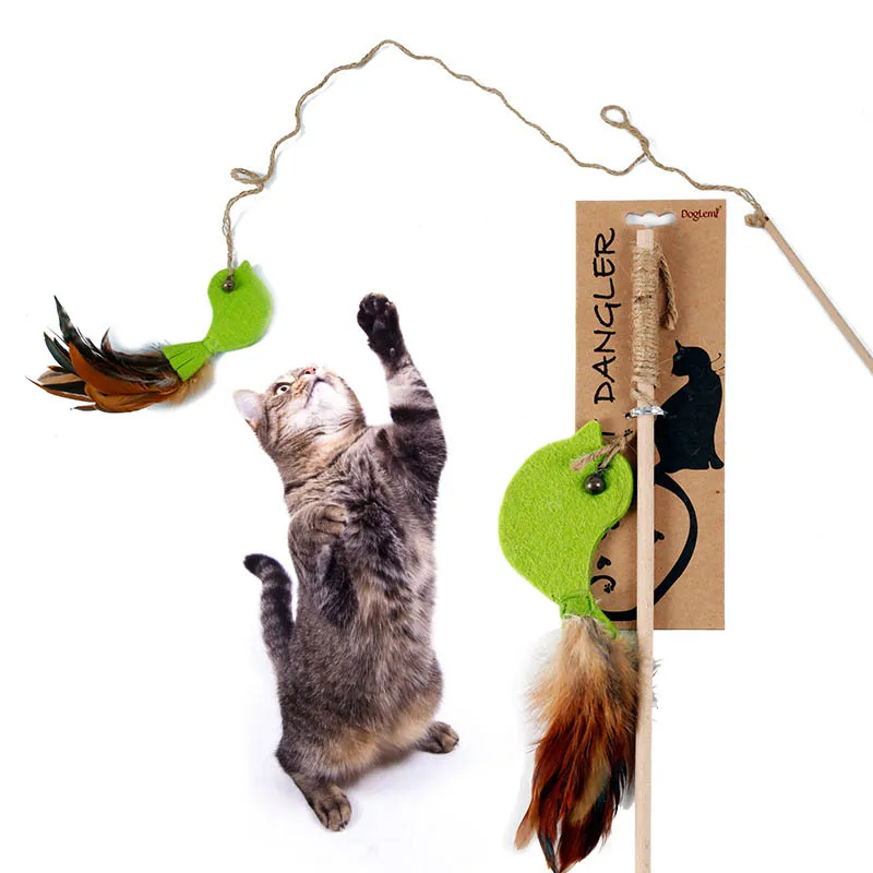 1 Pcs Funny Cat Kitten Stick Rod Feathers Safe Playing Toy Pet Supplies