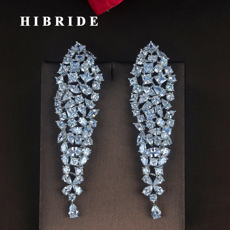 Hibride роскошь Мода AAA кубический Zirocnia камень женские сережки с подвесками серьга Brincos boucle d'oreille для вечерние подарки E-720