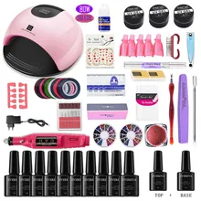 Лидер продаж, полный набор для маникюра с UV гель, комплект одежды для девочек ростом 80/36W УФ-светодиодный светильник для нейл-арта, набор 10 шт 10 мл гель набор для маникюра со светодиодной лампы гель для ногтей комплект