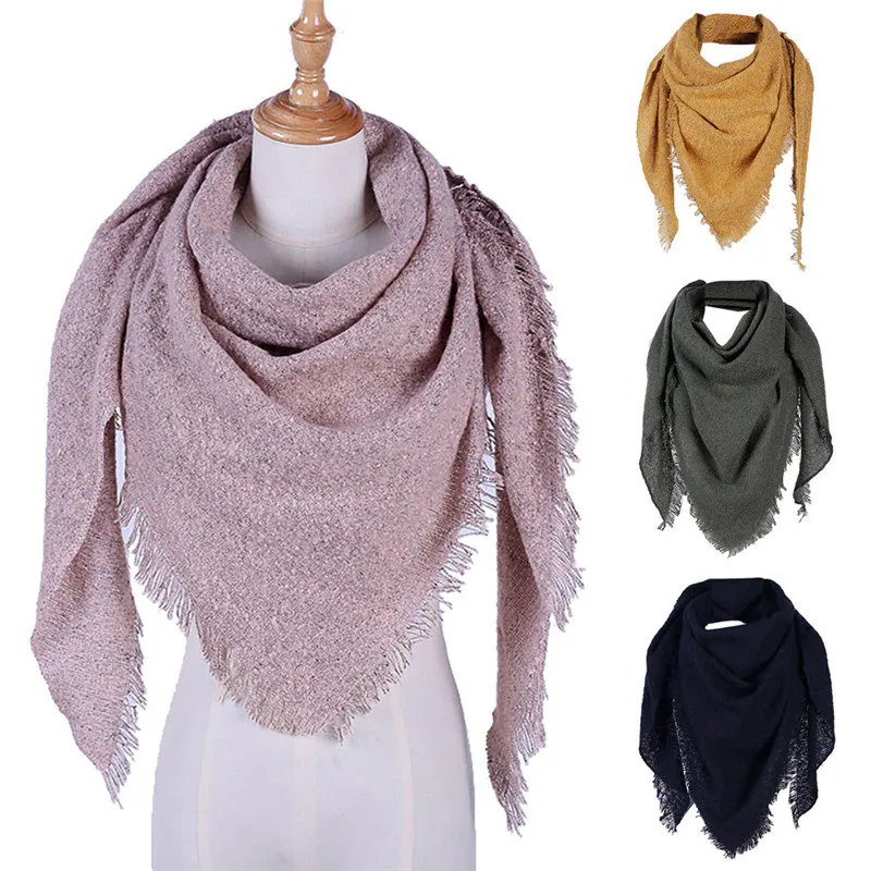 

Womens Pashmina Shawl Wrap Scarf Solid Color Cashmere Soft Wrap palatine women's scarves handkerchief hijab scarf 40MA08