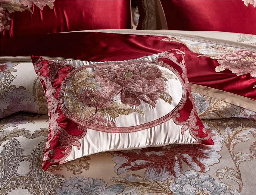 Wedding Duvet cover Bed Flat sheet Bed spread set Oriental Luxury Cotton Satin Royal Bedding set 6 _MG_8853