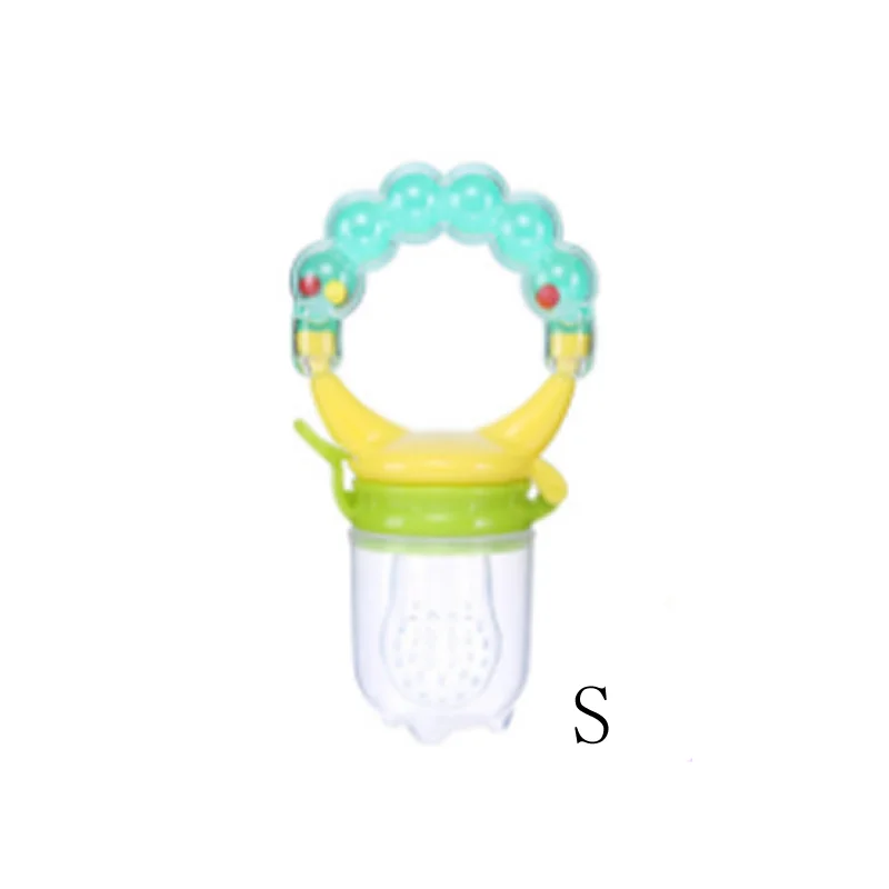 Соска для новорожденного, для безопасного кормления малышей, соска для фруктов, овощей, кормушка для детей, тренировочный инструмент для кормления, игрушка-колокольчик для свежего питания - Цвет: Green ring  S