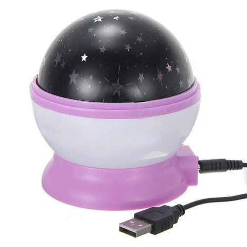 

Rotation Starry Star Sky Flashing Romantic Moon Room Night Light Lamp Projector - light purple