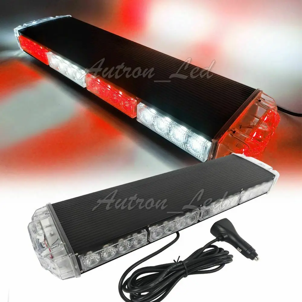 

20" LED Red&White Flashing Response Beacon Signal Strobe Roof Top Light Bar 38W