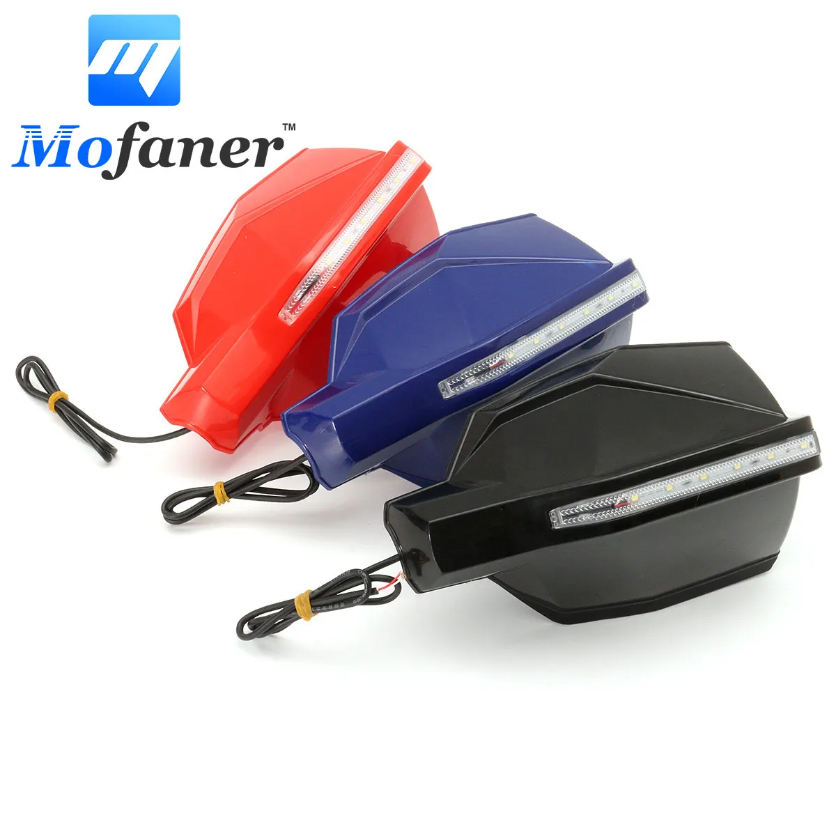 

Motorcycle Bike Handguards Protectors Windshield Cover With LED White Daylight 7/8" 22mm Handlebar 1Pair