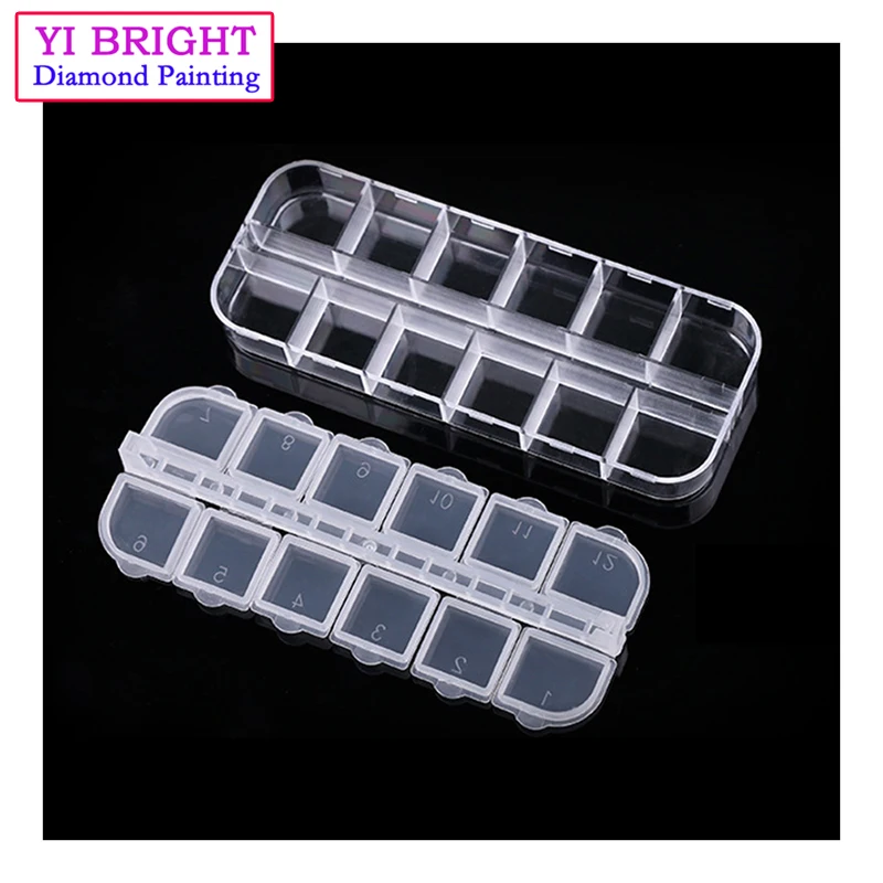 

Diamond Painting stones Storage Boxes 12 Slot Rhinestone Gems Plastic Transparent Case ( For Square stones and Round stones )