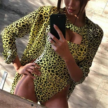 2 шт. Женский цельный купальник+ бикини с леопардовым принтом купальники купальный костюм Монокини Пляжная накидка парео De Playa Mujer